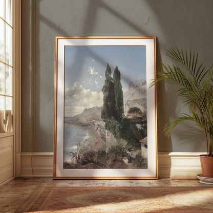 Premium Poster of Vintage Landscape of Coastal Area Art Posters