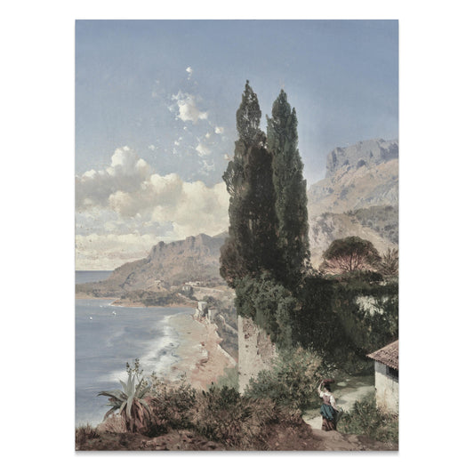 Premium Poster of Vintage Landscape of Coastal Area Art Posters