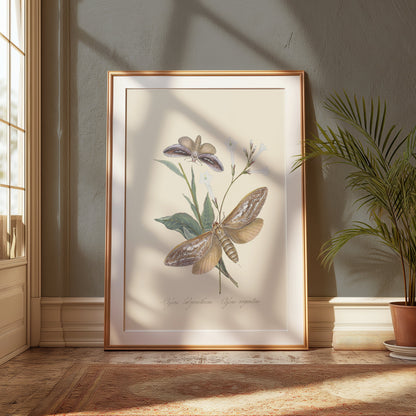 Premium Poster of Vintage Moth and Botanical Illustration Art Posters