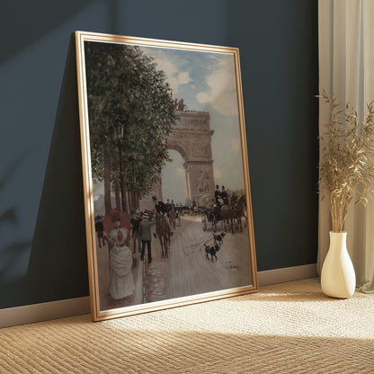 Premium Poster of Vintage Parisian Street Scene Arc de Triomphe Posters