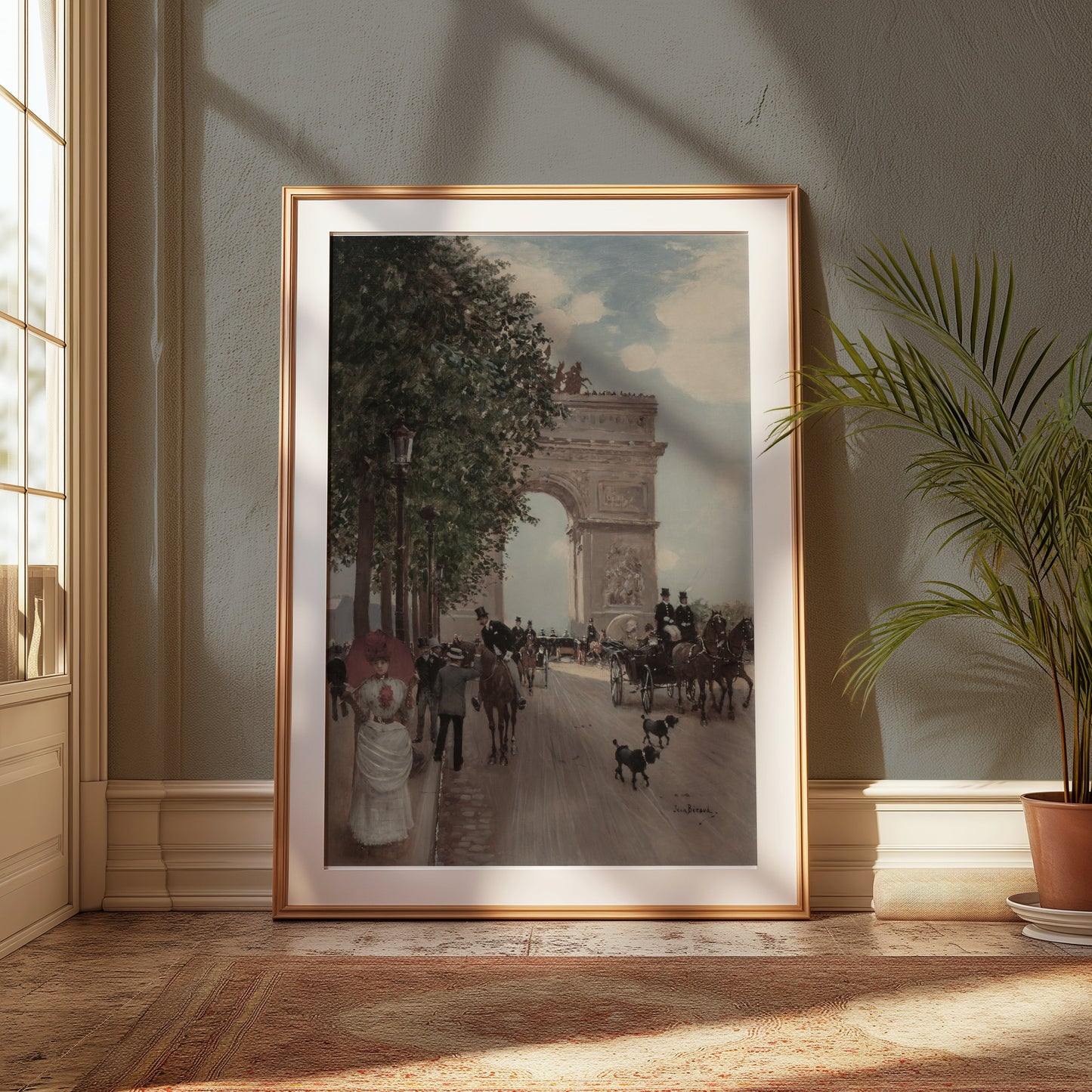 Premium Poster of Vintage Parisian Street Scene Arc de Triomphe Posters