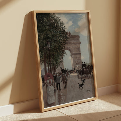 Premium Poster of Vintage Parisian Street Scene Arc de Triomphe Posters