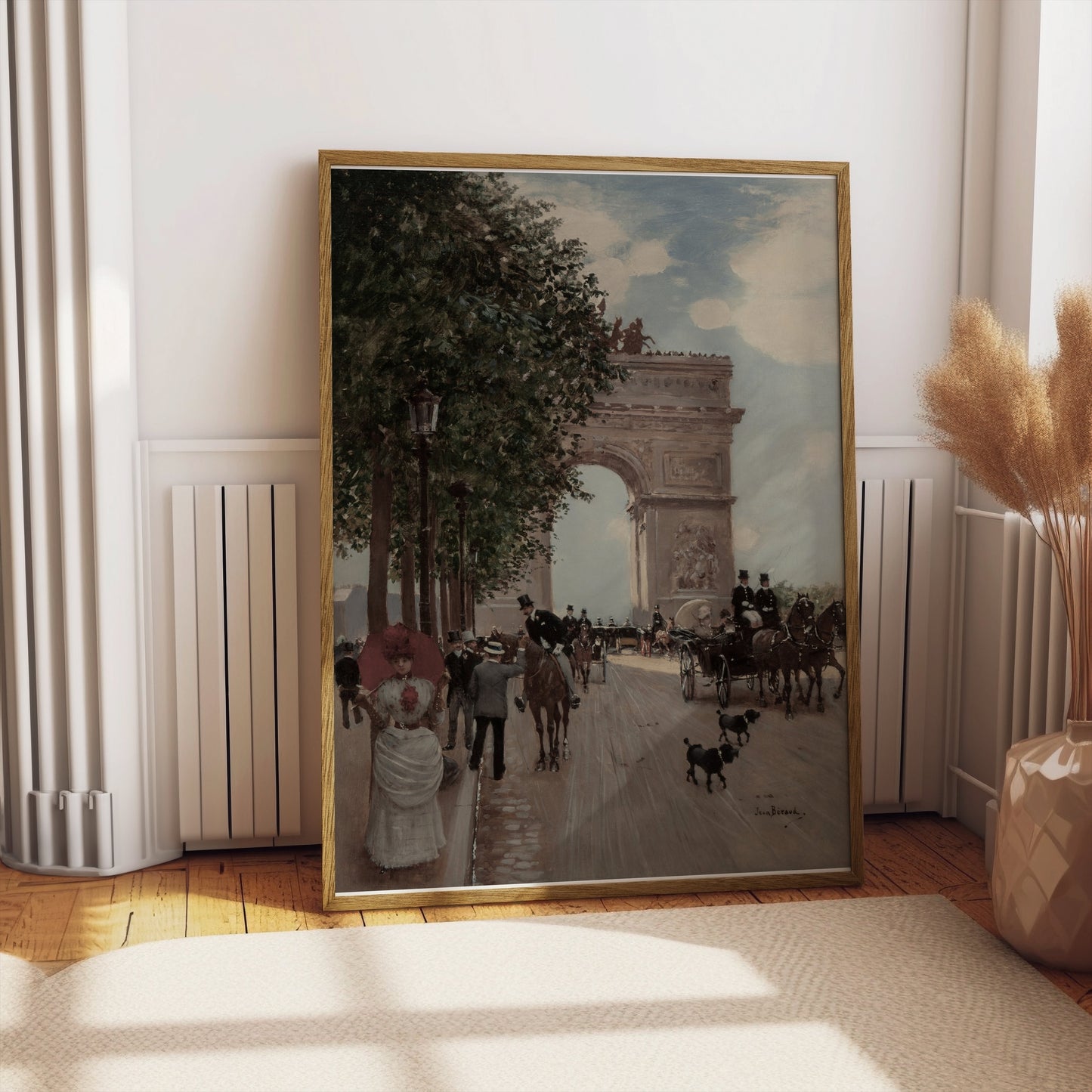 Premium Poster of Vintage Parisian Street Scene with Arc de Triomphe Posters