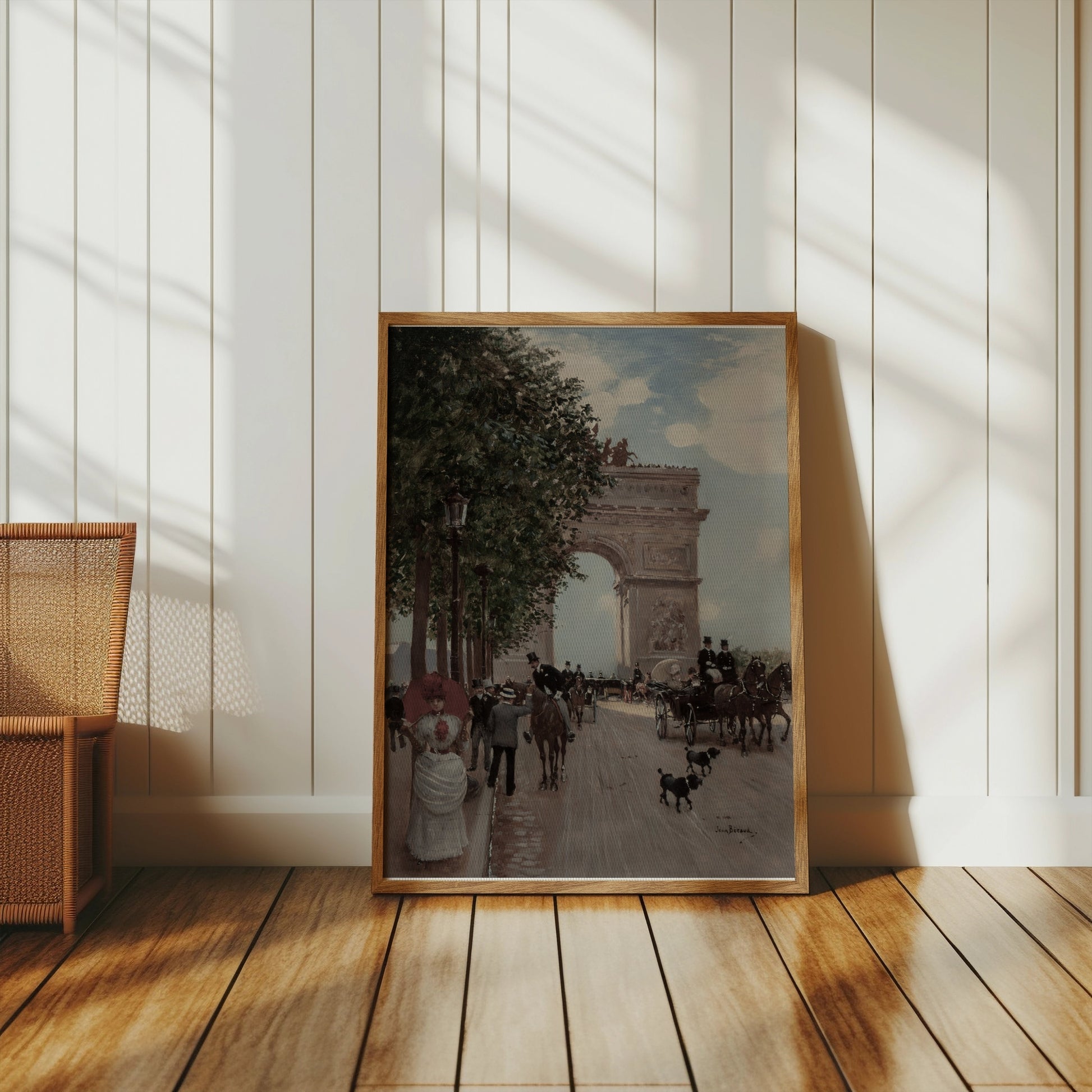 Premium Poster of Vintage Parisian Street Scene with Arc de Triomphe Posters