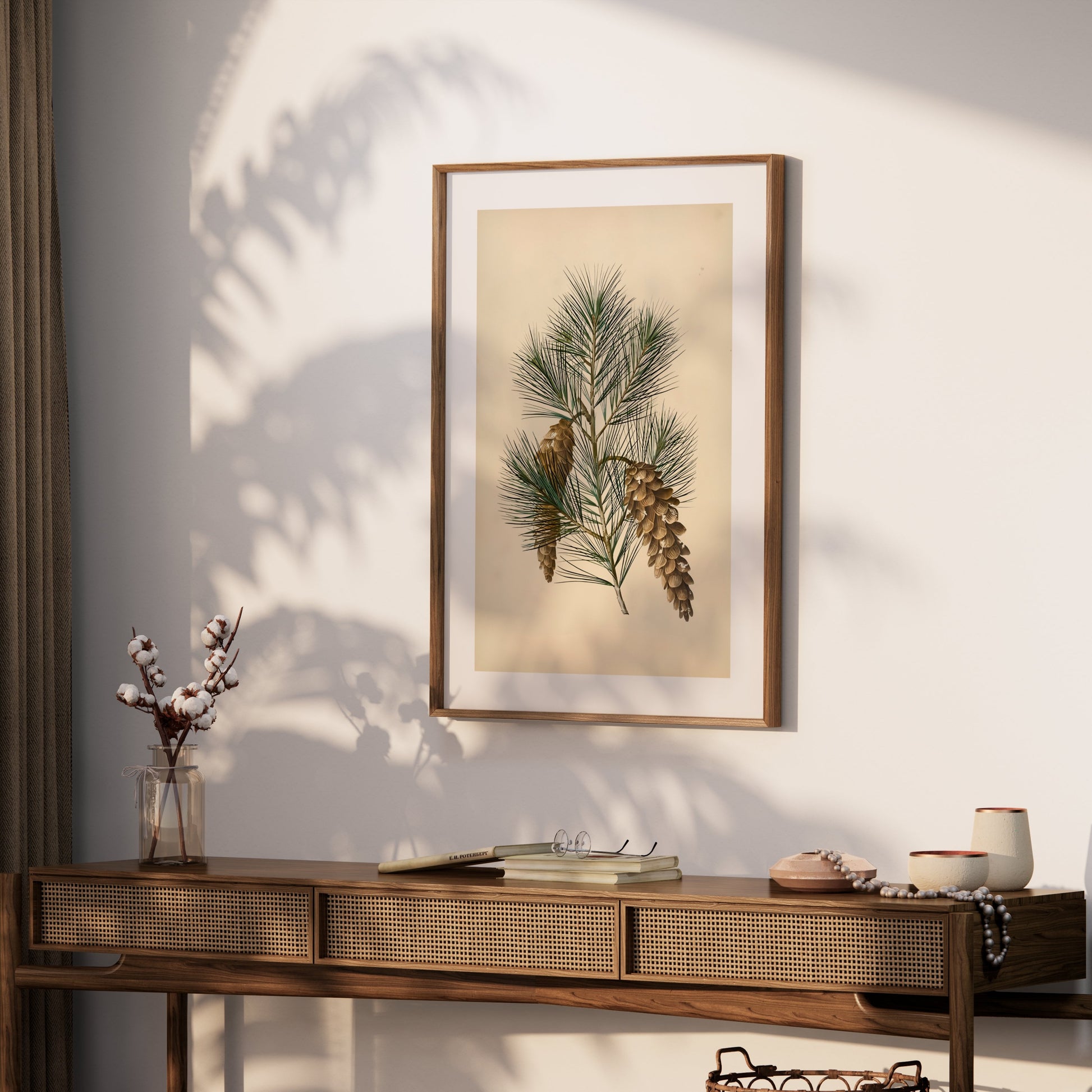 Premium Poster of Vintage Pine Branch Botanical Illustration Posters