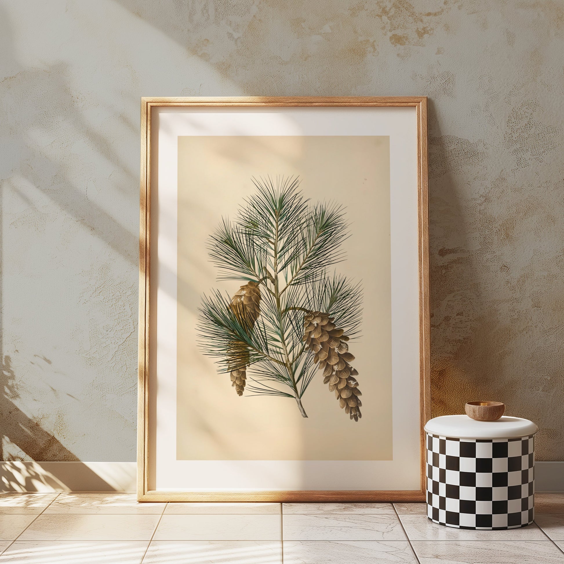 Premium Poster of Vintage Pine Branch Botanical Illustration Posters