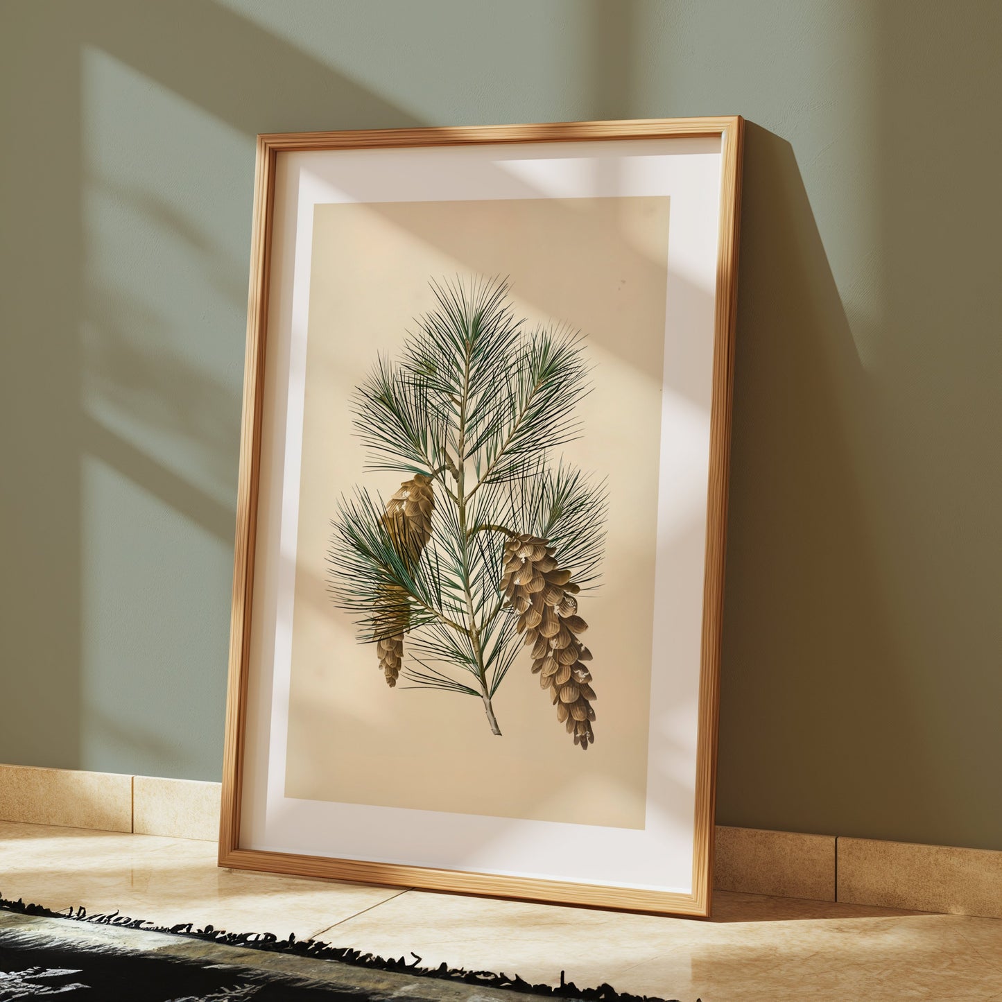 Premium Poster of Vintage Pine Branch Botanical Illustration Posters