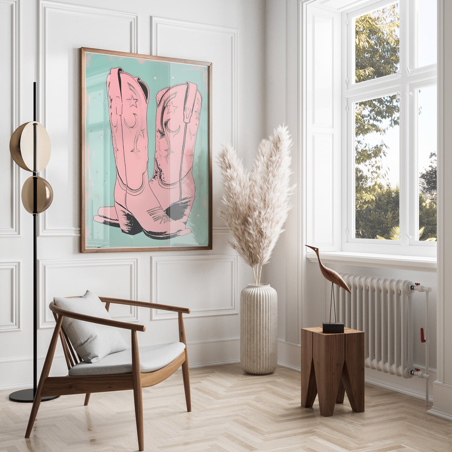 Premium Poster of Vintage Pink Cowboy Boots Feature Art Posters