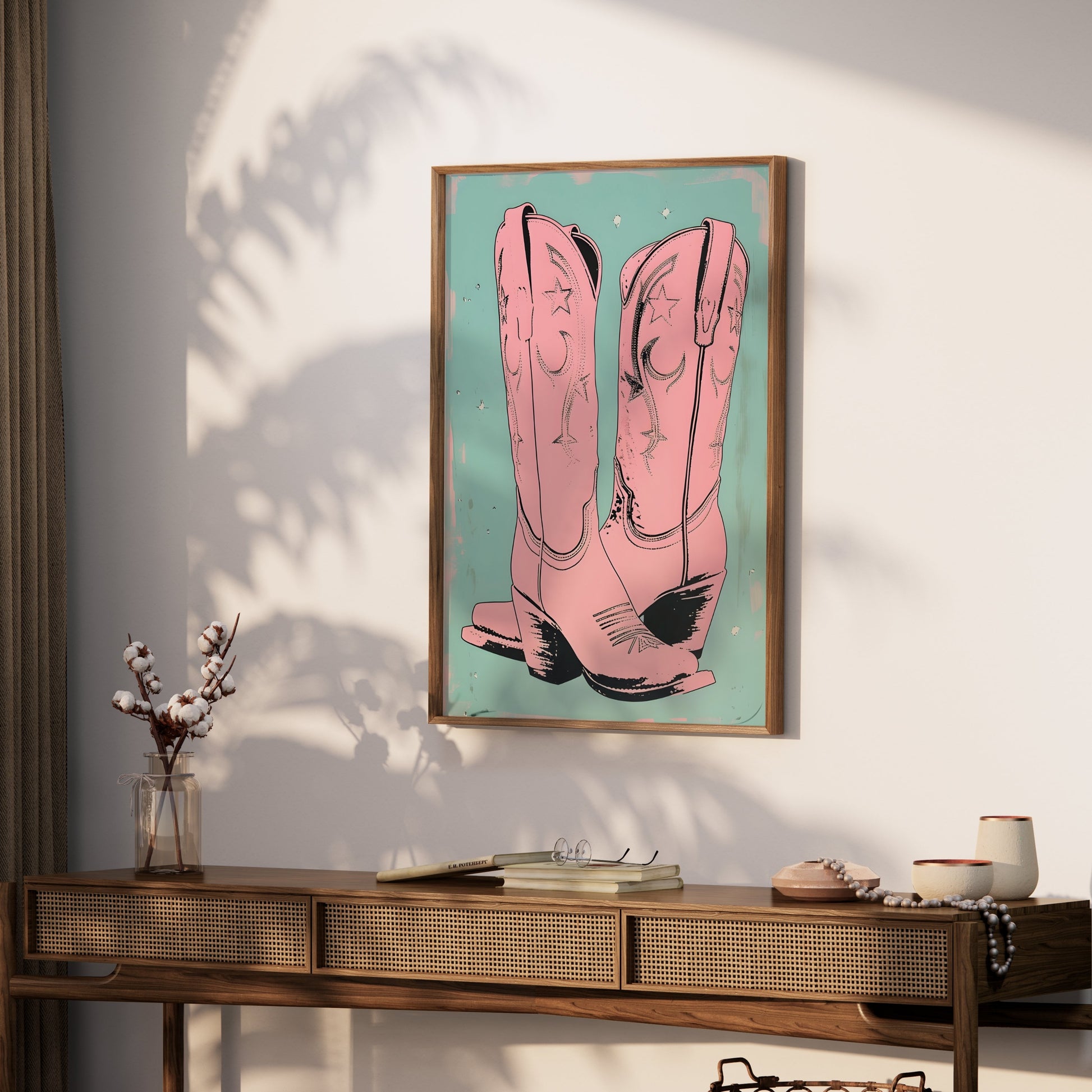 Premium Poster of Vintage Pink Cowboy Boots Feature Art Posters