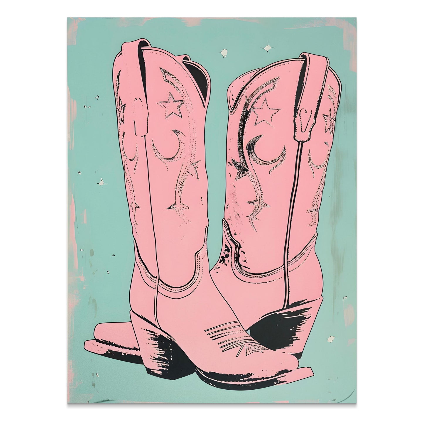 Premium Poster of Vintage Pink Cowboy Boots Feature Art Posters