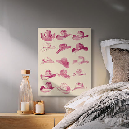Premium Poster of Vintage Pink Cowboy Hats Canvas Wraps
