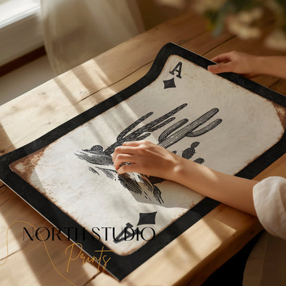 Premium Poster of Vintage Playing Card Cactus Print Posters