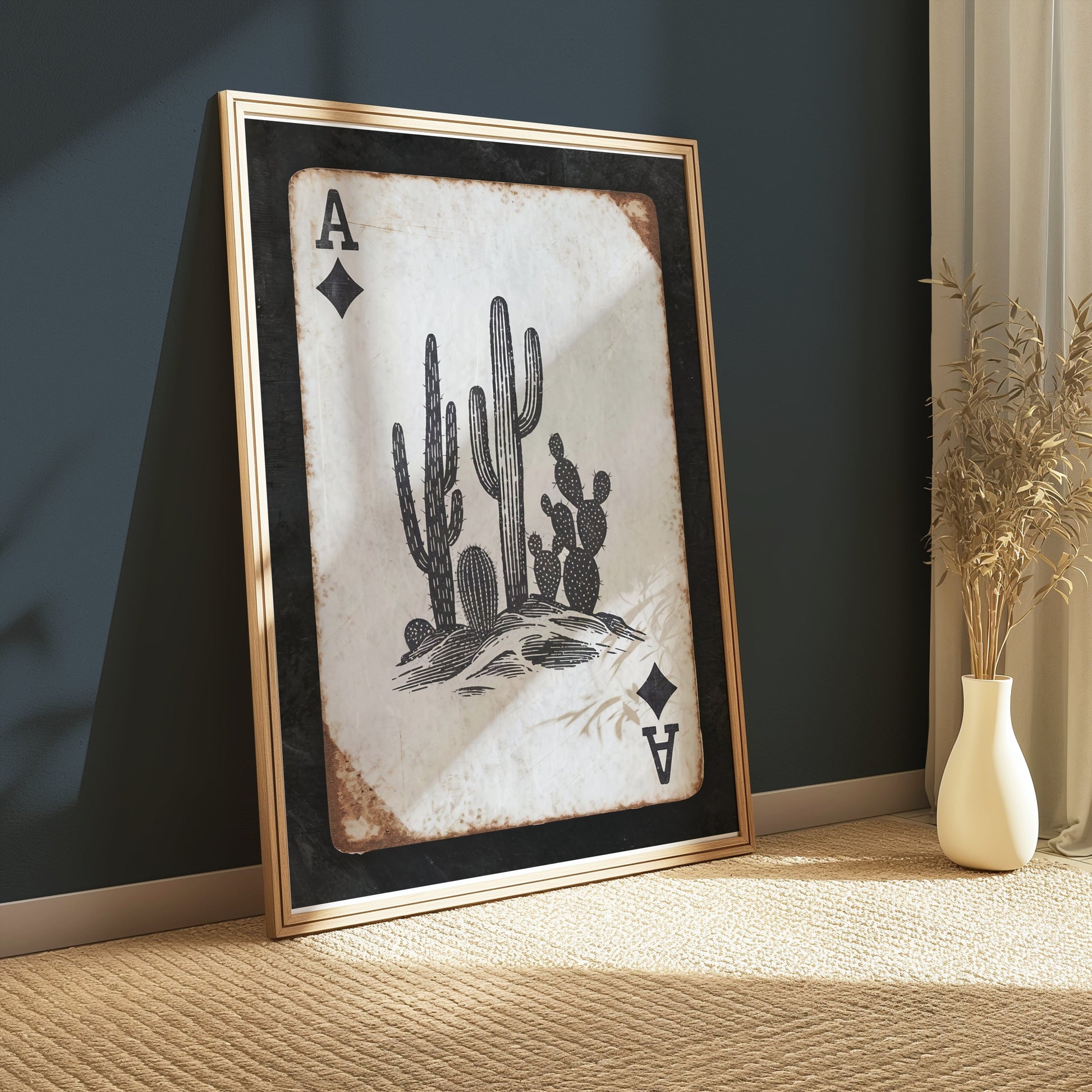 Premium Poster of Vintage Playing Card Cactus Print Posters