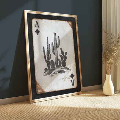 Premium Poster of Vintage Playing Card Cactus Print Posters