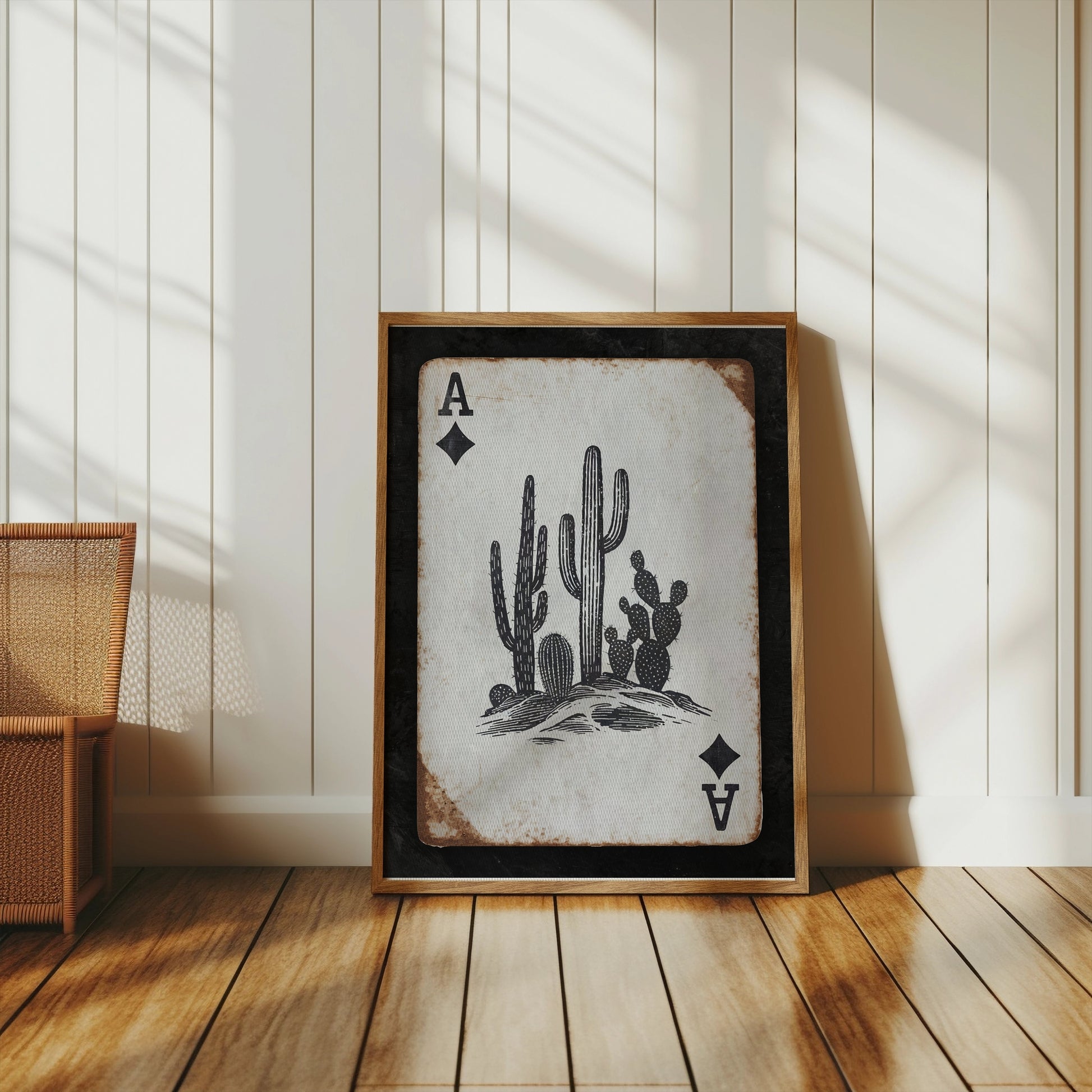 Premium Poster of Vintage Playing Card Cactus Print Posters