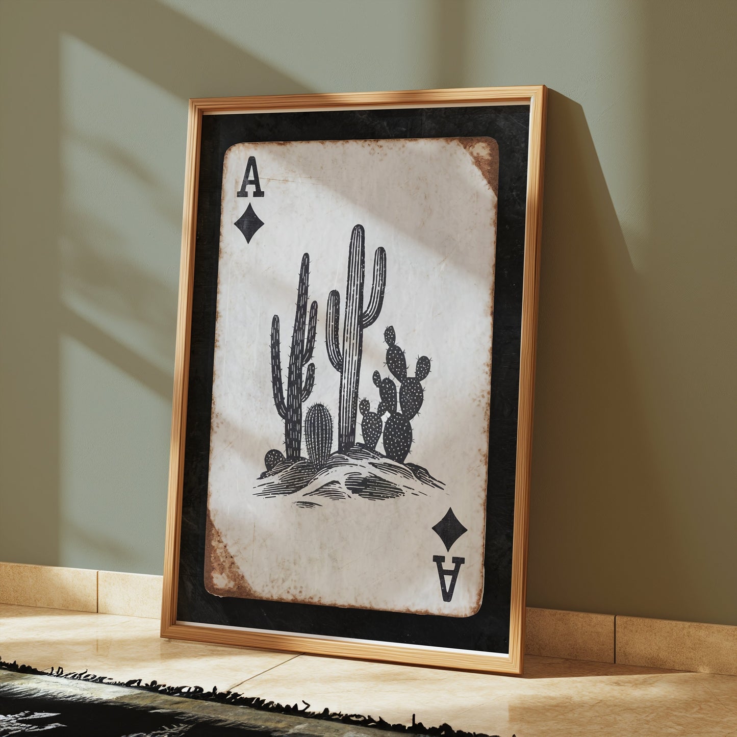 Premium Poster of Vintage Playing Card Cactus Print Posters
