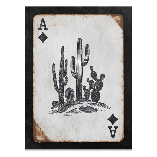 Premium Poster of Vintage Playing Card Cactus Print Posters