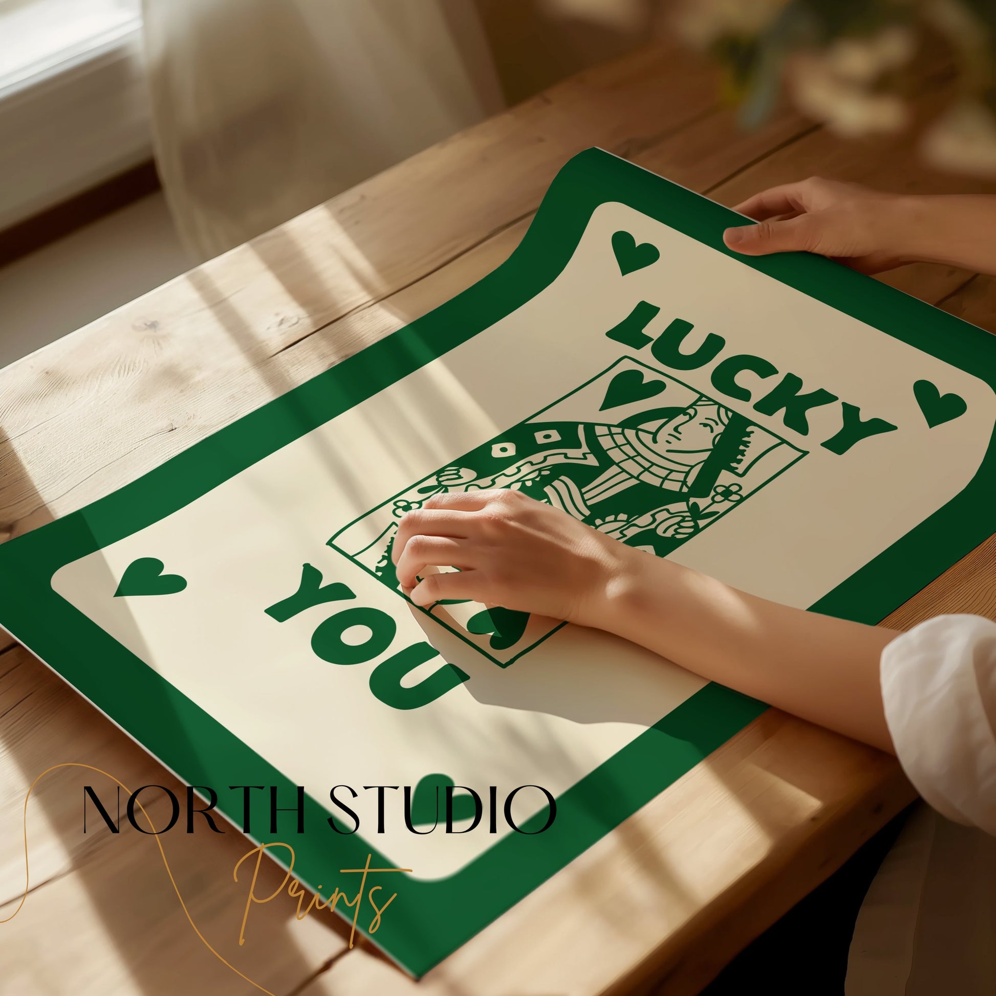 Premium Poster of Vintage Playing Card Queen Design Lucky You Posters