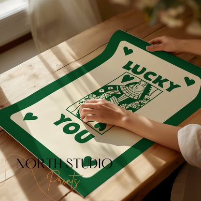 Premium Poster of Vintage Playing Card Queen Design Lucky You Posters