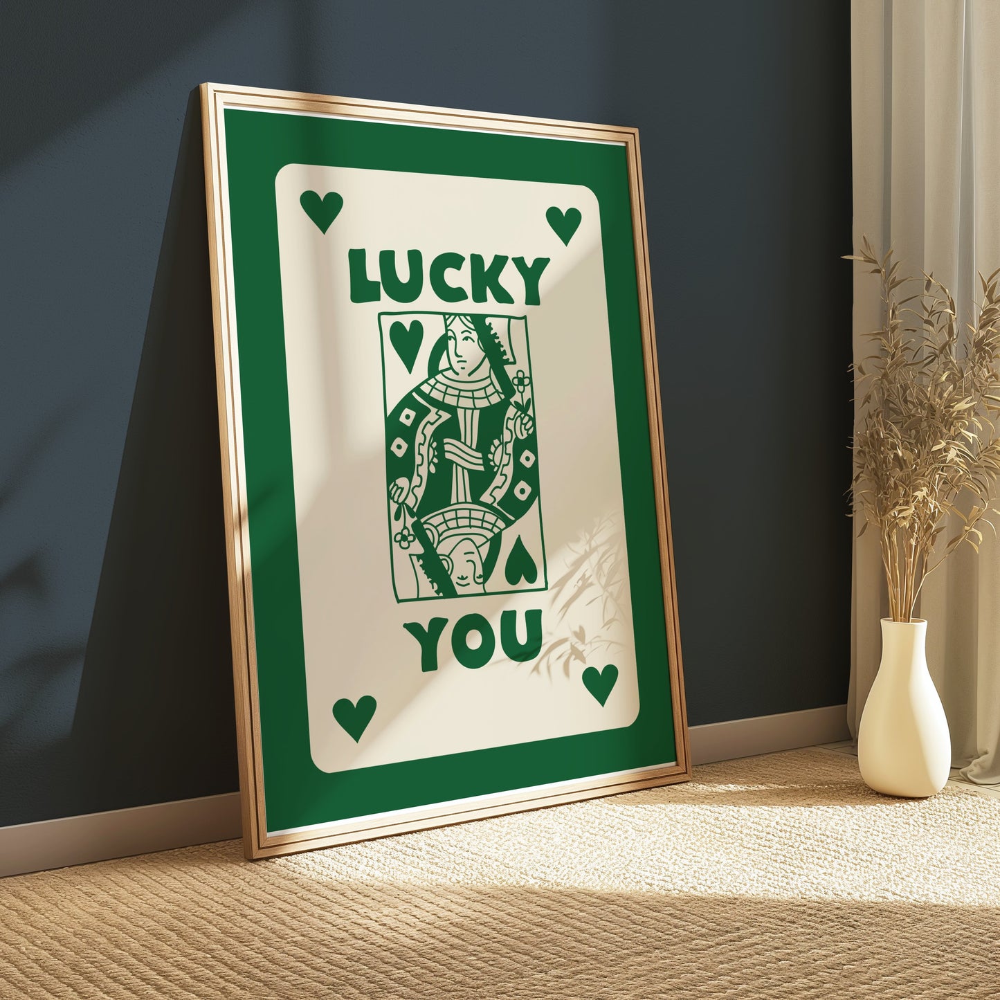 Premium Poster of Vintage Playing Card Queen Design Lucky You Posters