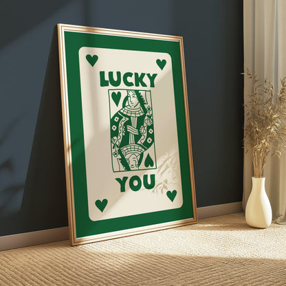 Premium Poster of Vintage Playing Card Queen Design Lucky You Posters
