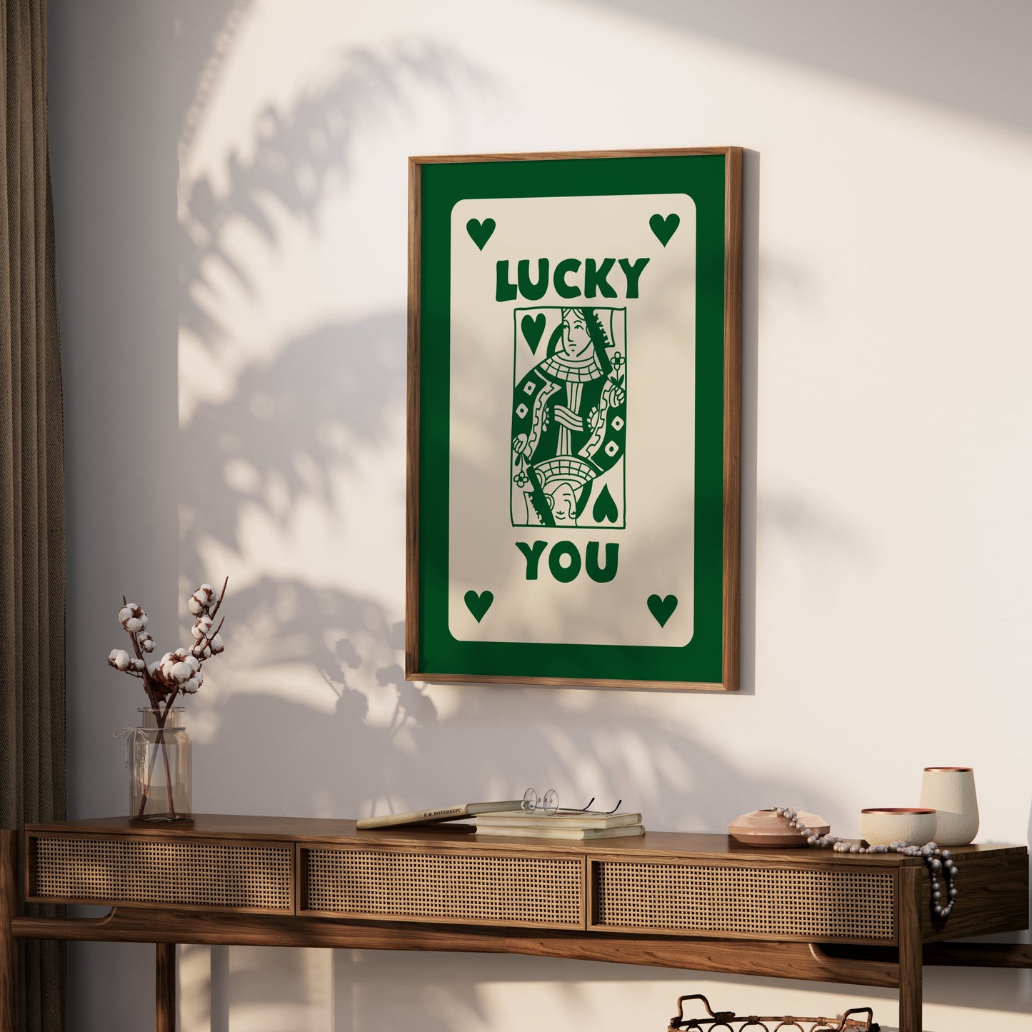 Premium Poster of Vintage Playing Card Queen Design Lucky You Posters