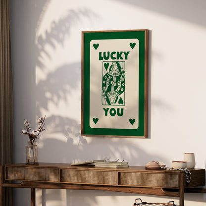 Premium Poster of Vintage Playing Card Queen Design Lucky You Posters