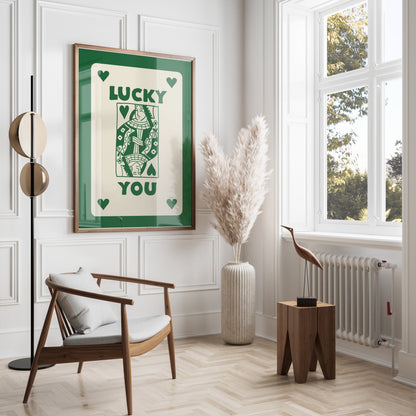 Premium Poster of Vintage Playing Card Queen Design Lucky You Posters