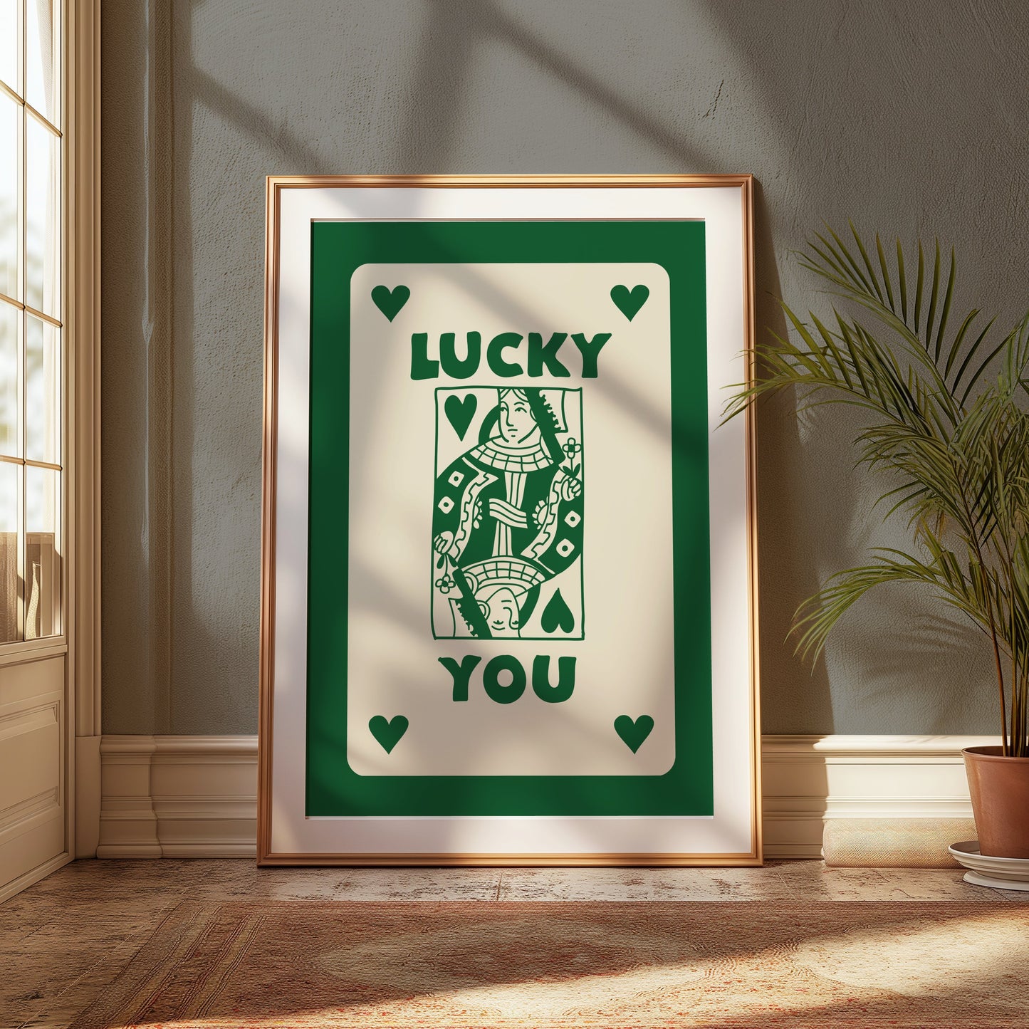 Premium Poster of Vintage Playing Card Queen Design Lucky You Posters