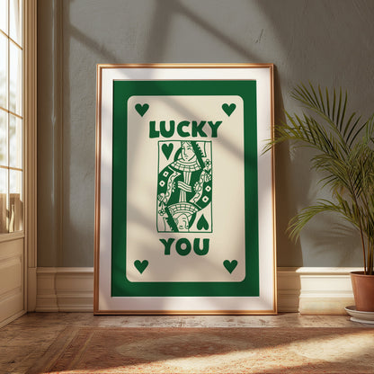 Premium Poster of Vintage Playing Card Queen Design Lucky You Posters