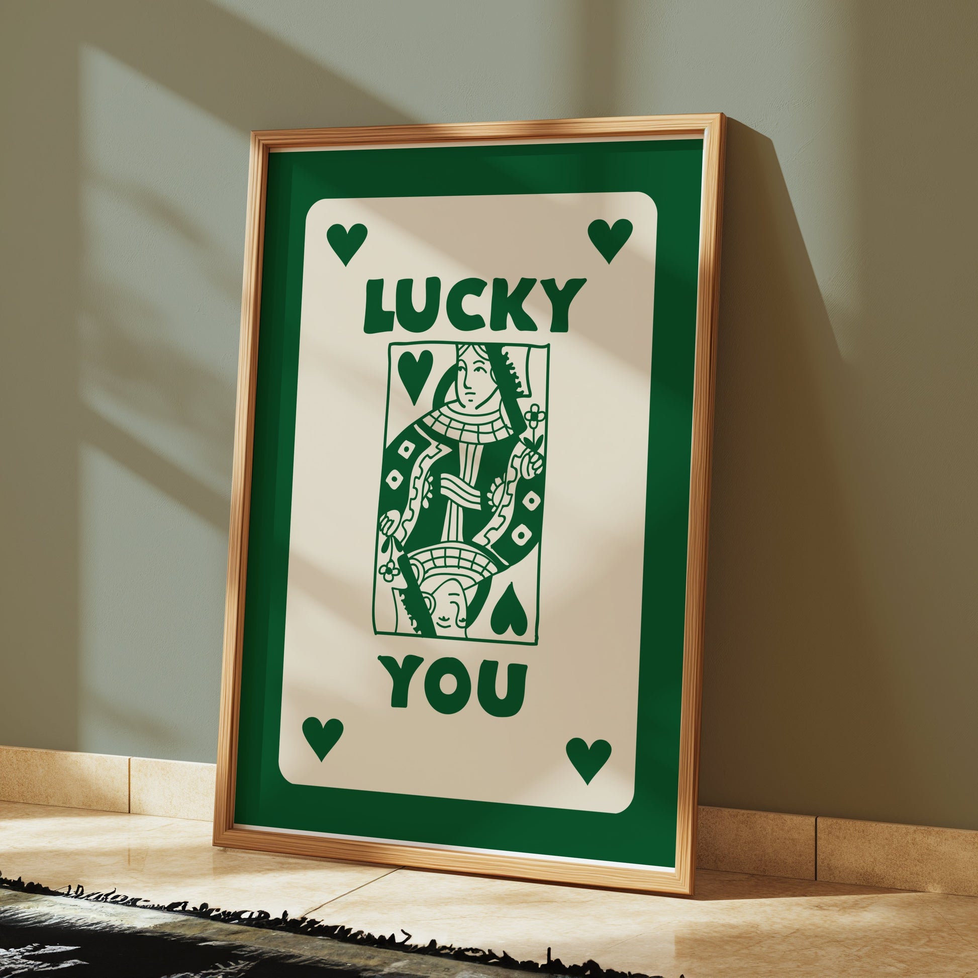 Premium Poster of Vintage Playing Card Queen Design Lucky You Posters