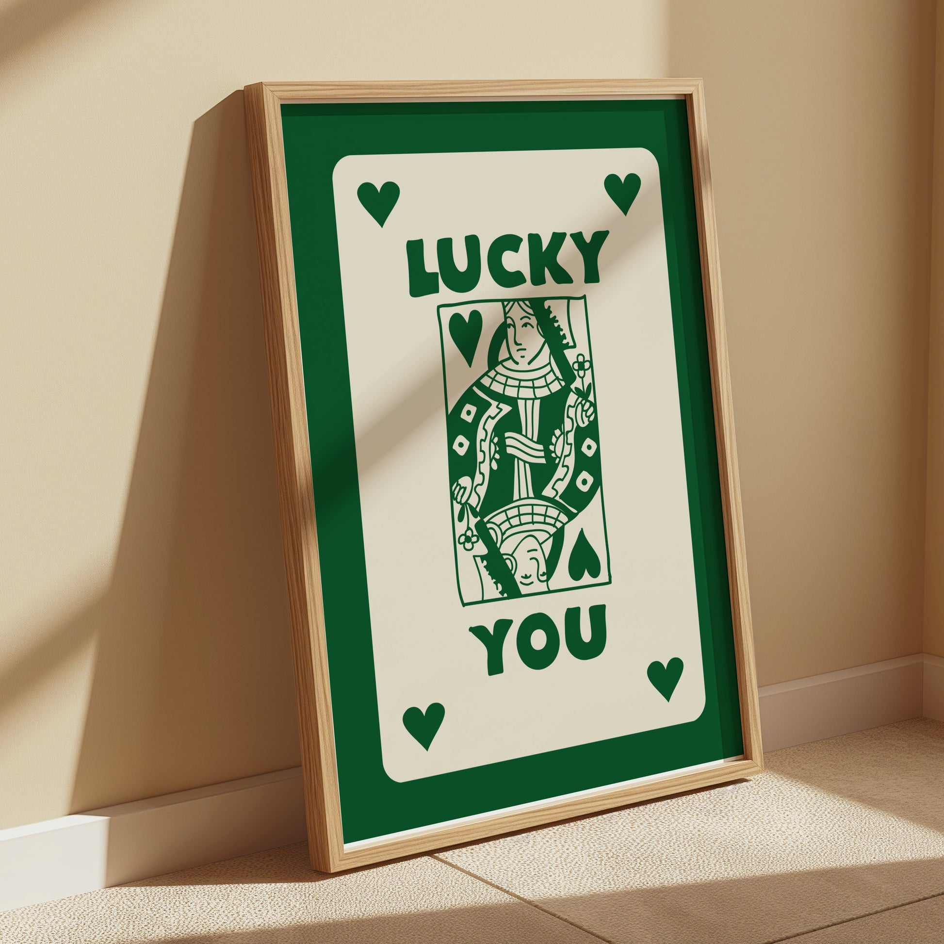 Premium Poster of Vintage Playing Card Queen Design Lucky You Posters