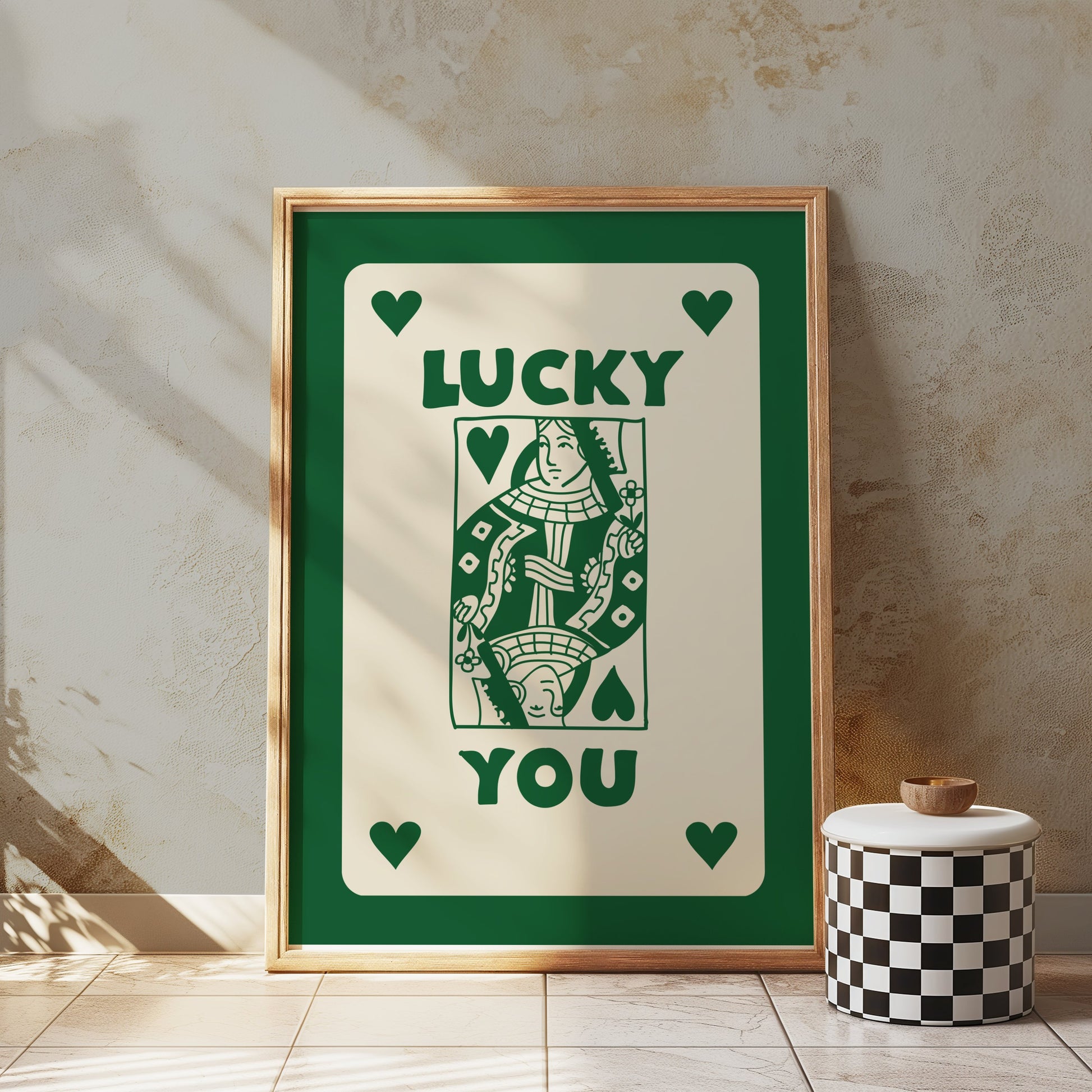 Premium Poster of Vintage Playing Card Queen Design Lucky You Posters