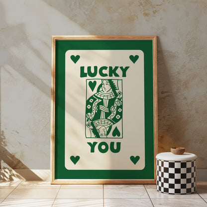Premium Poster of Vintage Playing Card Queen Design Lucky You Posters
