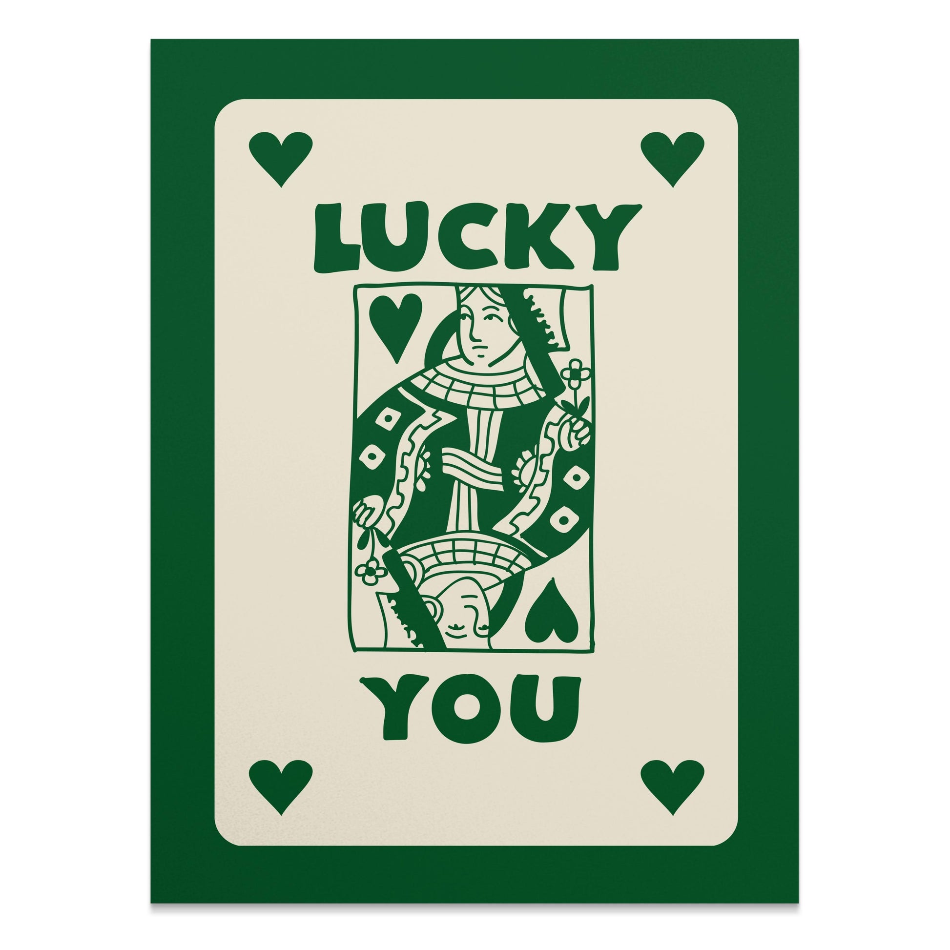 Premium Poster of Vintage Playing Card Queen Design Lucky You Posters