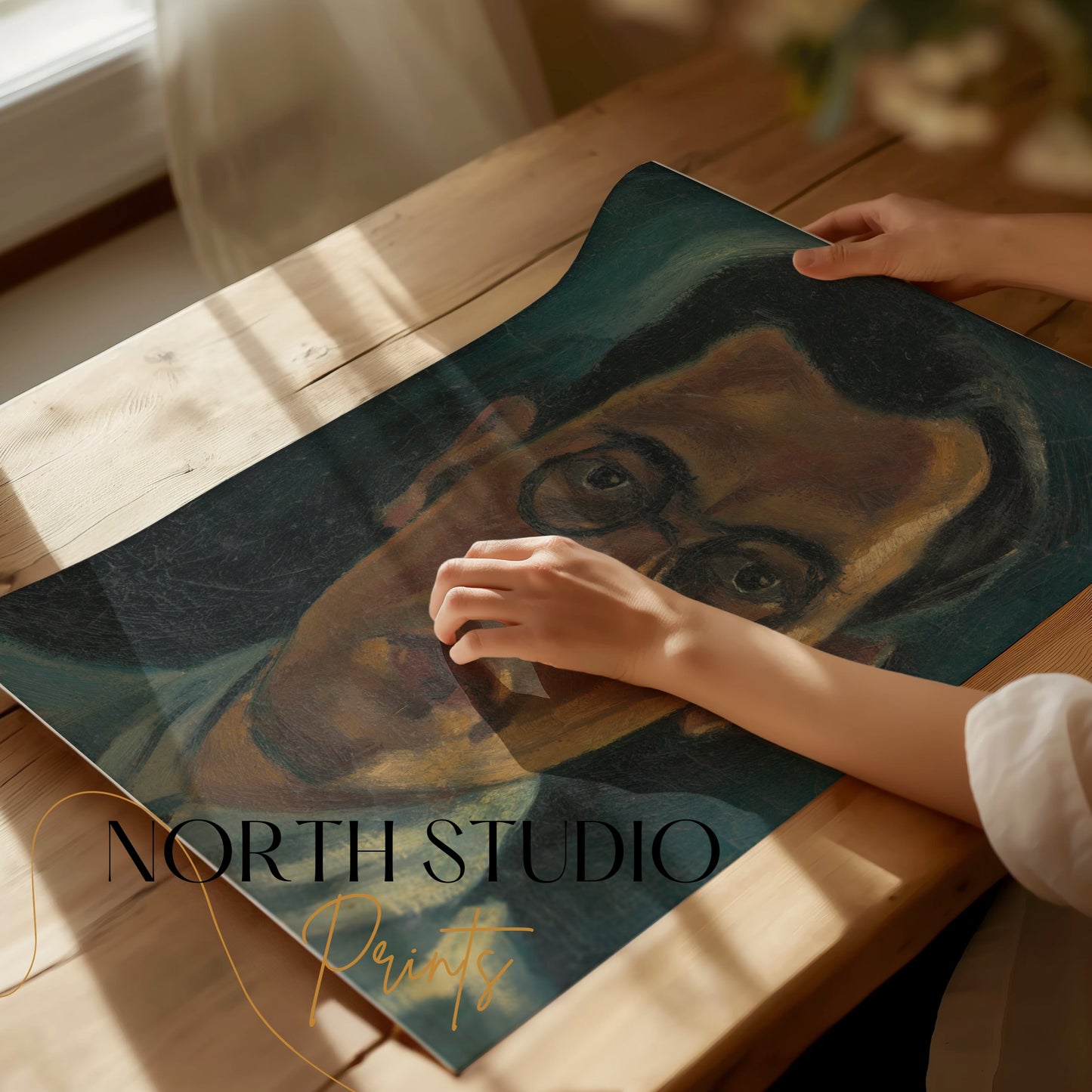Premium Poster of Vintage Portrait of Man with Glasses Art Posters