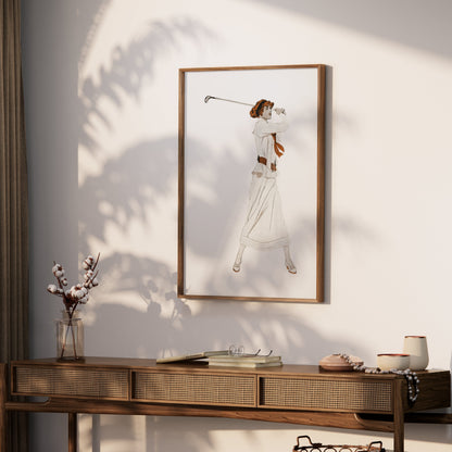 Premium Poster of Vintage Poster of Woman with Golf Club Swing Posters