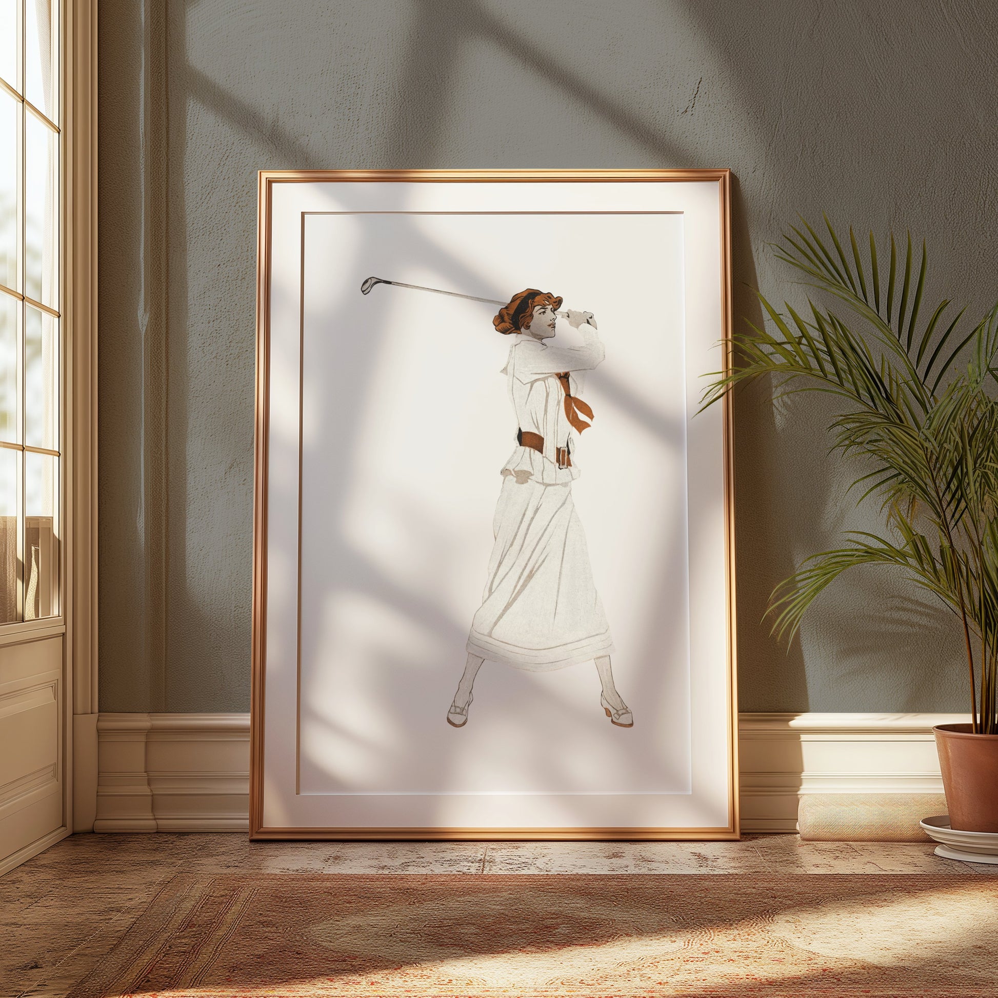 Premium Poster of Vintage Poster of Woman with Golf Club Swing Posters