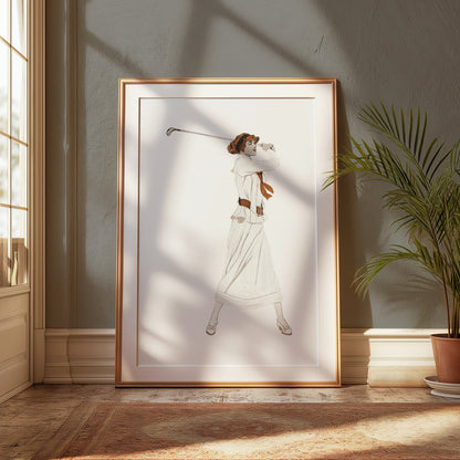 Premium Poster of Vintage Poster of Woman with Golf Club Swing Posters