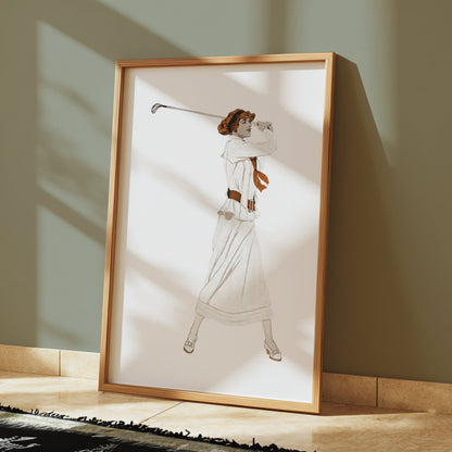 Premium Poster of Vintage Poster of Woman with Golf Club Swing Posters