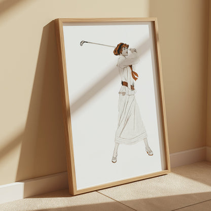 Premium Poster of Vintage Poster of Woman with Golf Club Swing Posters
