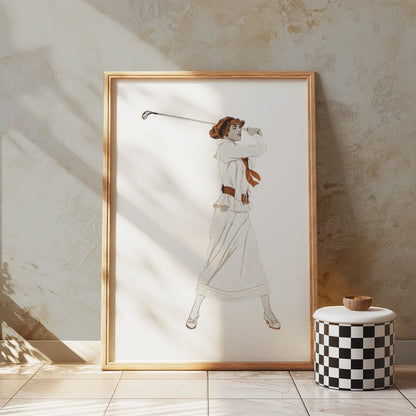Premium Poster of Vintage Poster of Woman with Golf Club Swing Posters