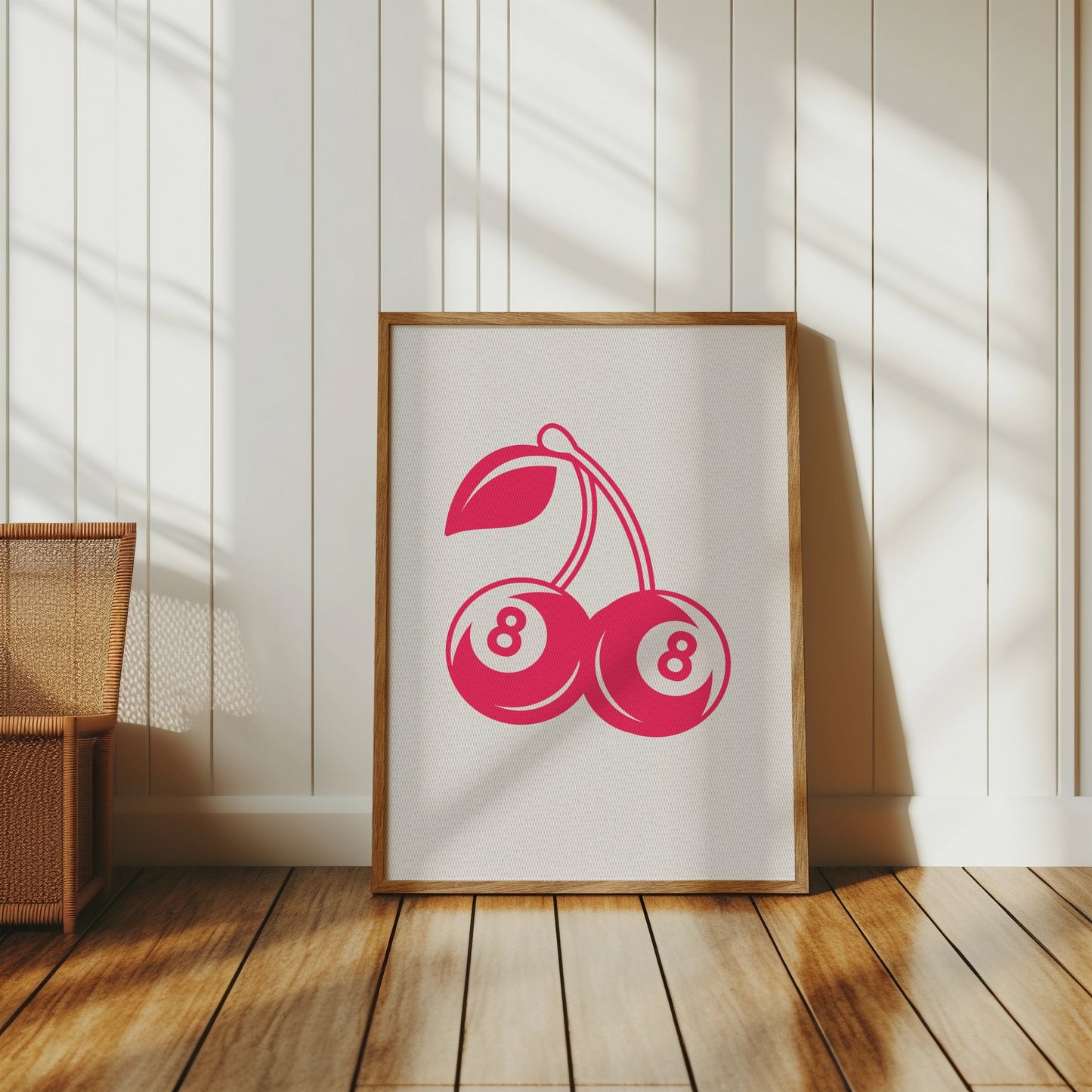 Premium Poster of Vintage Red Cherry Eight Ball Design Art Posters