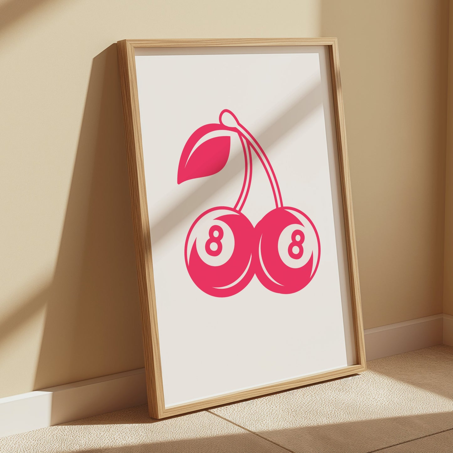 Premium Poster of Vintage Red Cherry Eight Ball Design Art Posters