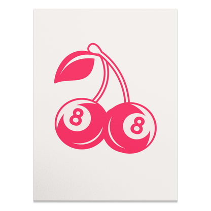 Premium Poster of Vintage Red Cherry Eight Ball Design Art Posters