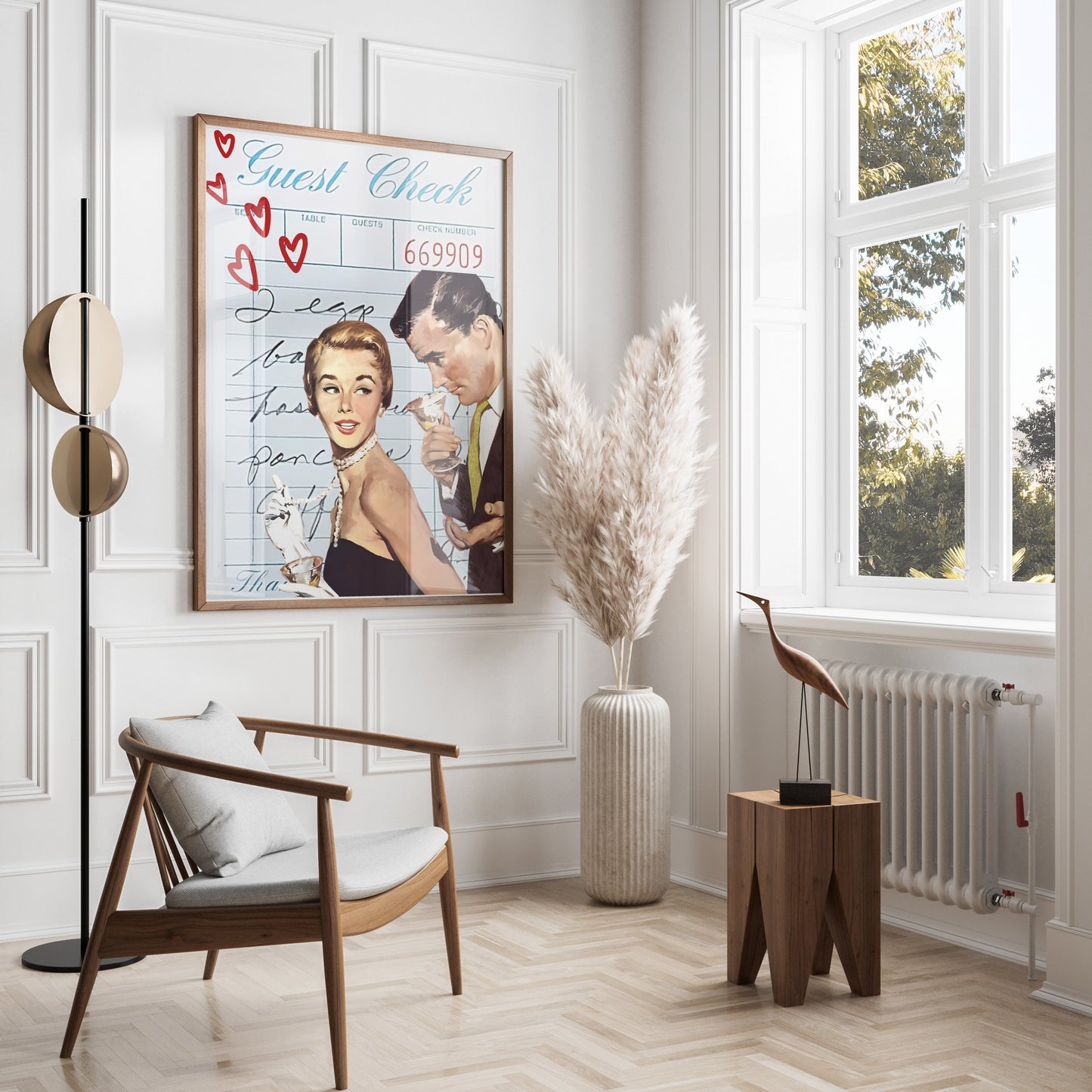 Premium Poster of Vintage Romantic Guest Check Art Print Posters
