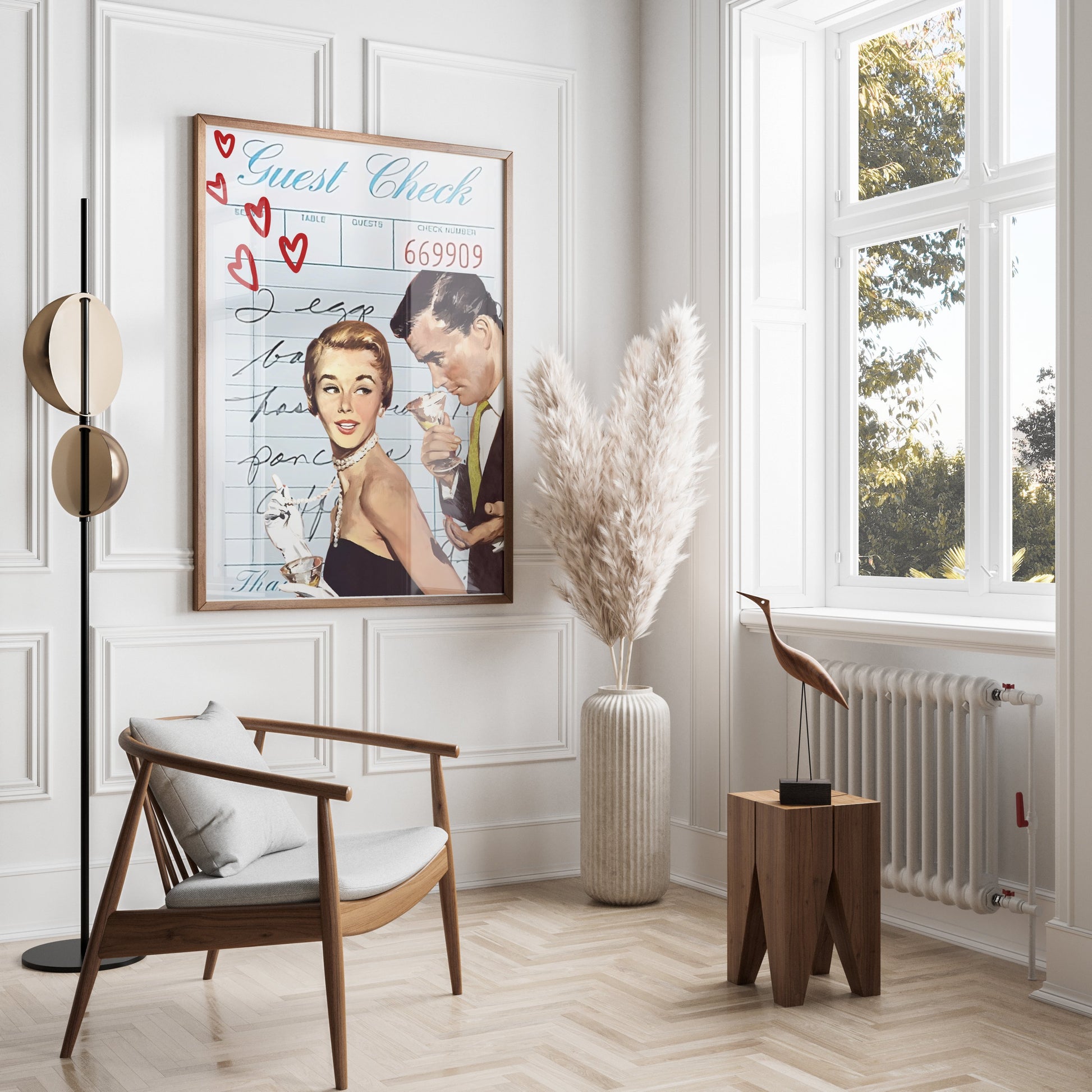 Premium Poster of Vintage Romantic Guest Check Art Print Posters