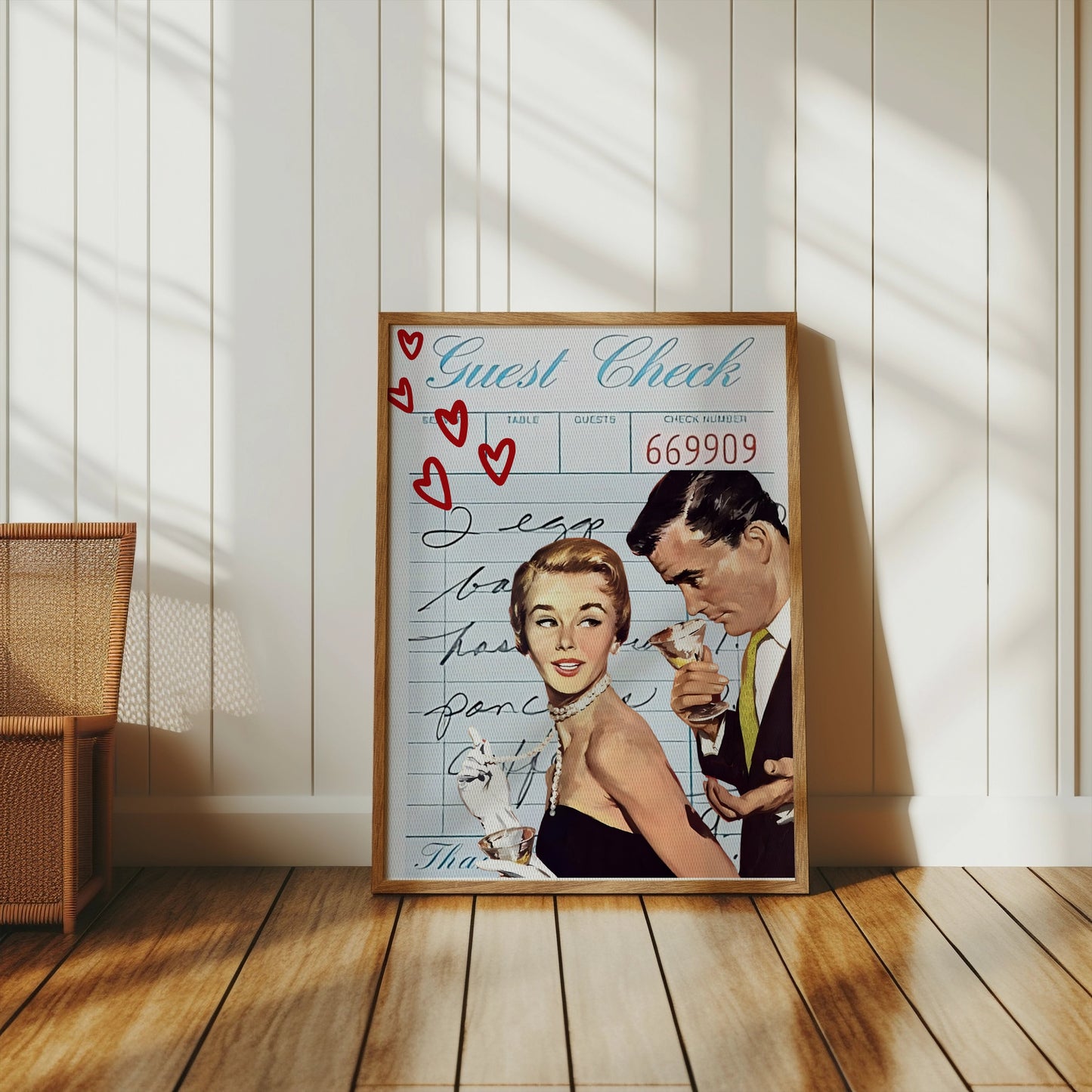 Premium Poster of Vintage Romantic Guest Check Art Print Posters