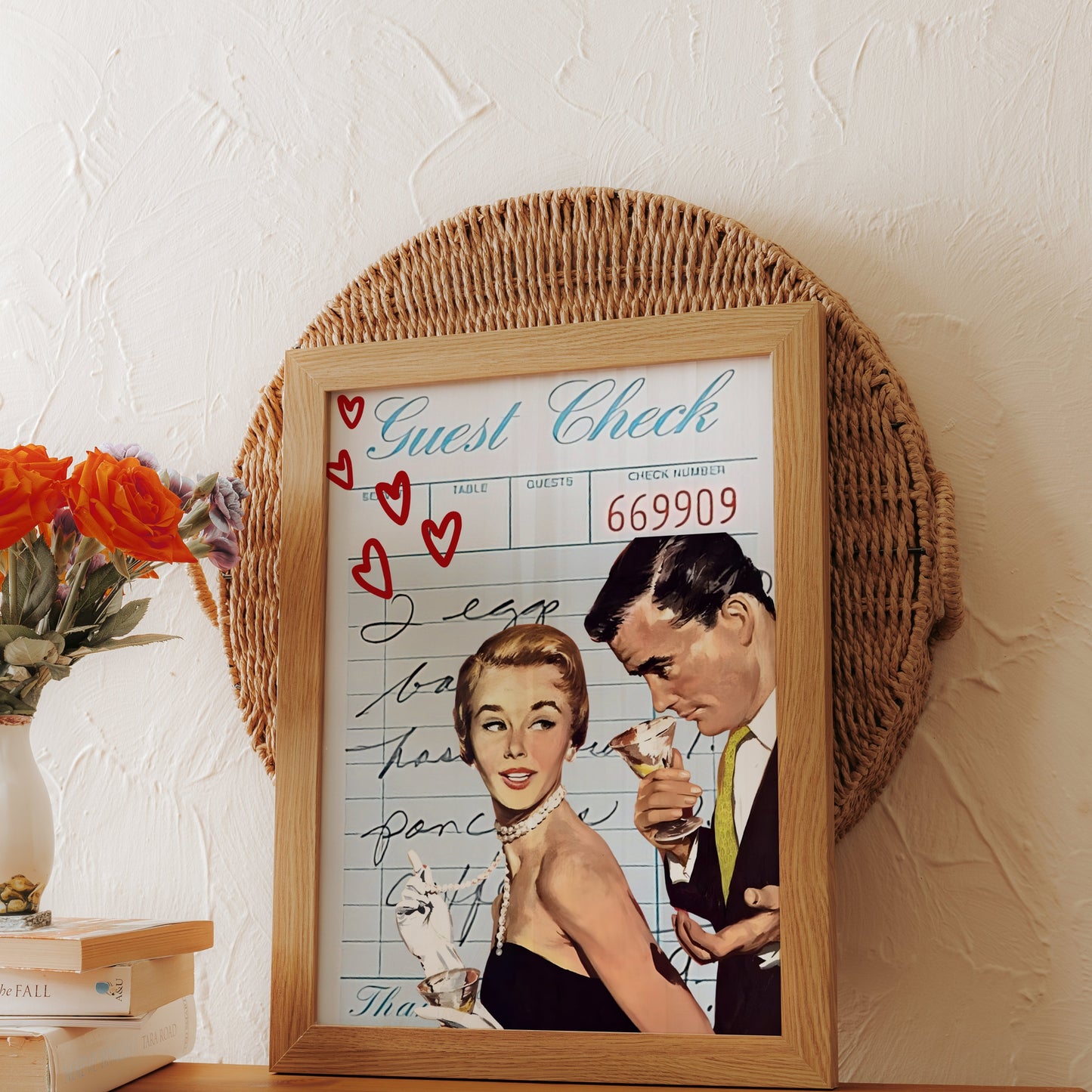Premium Poster of Vintage Romantic Guest Check Art Print Posters