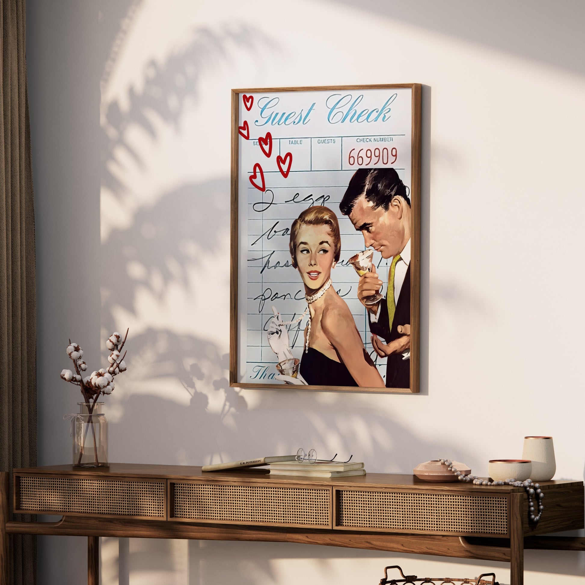 Premium Poster of Vintage Romantic Guest Check Art Print Posters